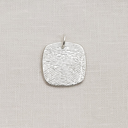 Fingerprint Rounded Square Pendant