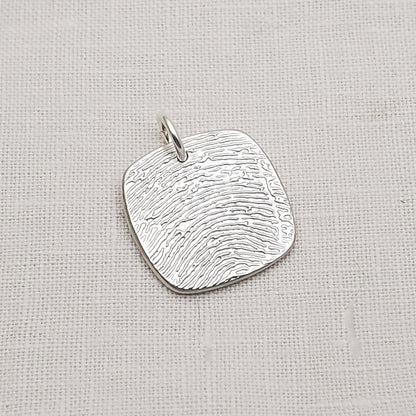 Fingerprint Rounded Square Pendant