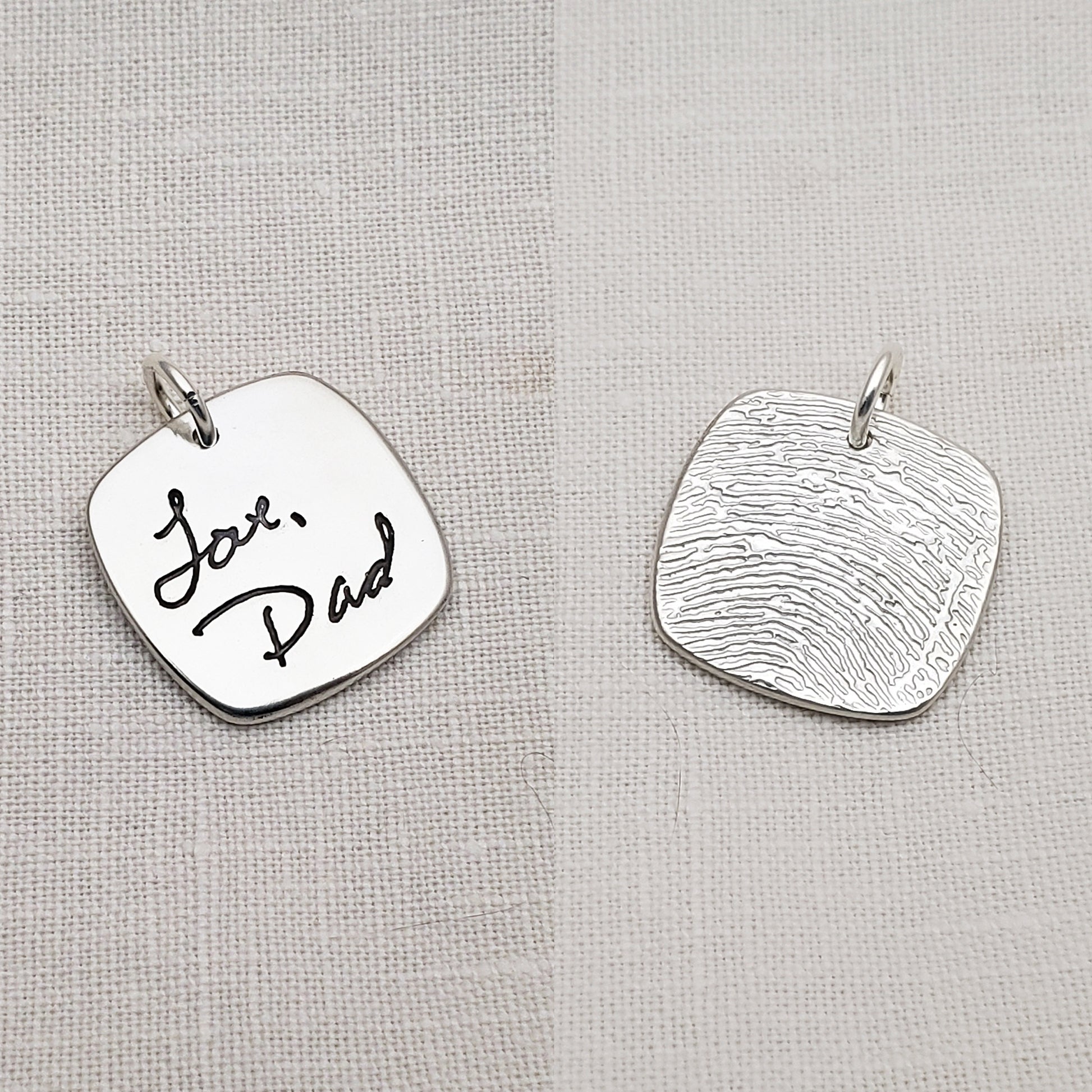 Double Side Fingerprint Rounded Square Pendant