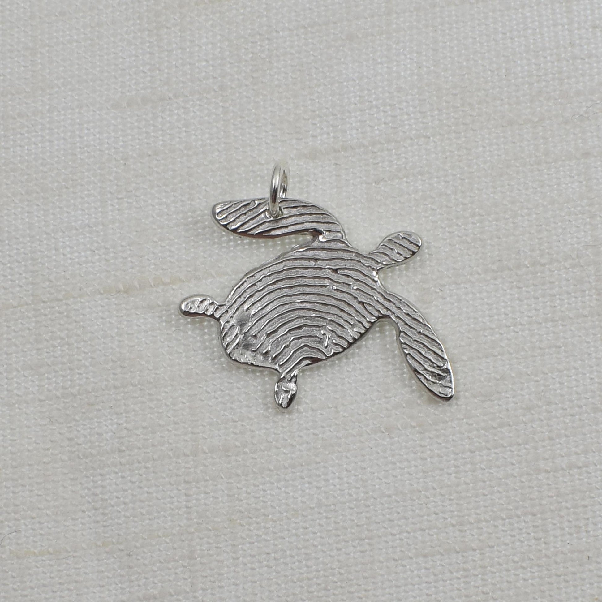 Sterling Silver Sea Turtle Fingerprint Pendant