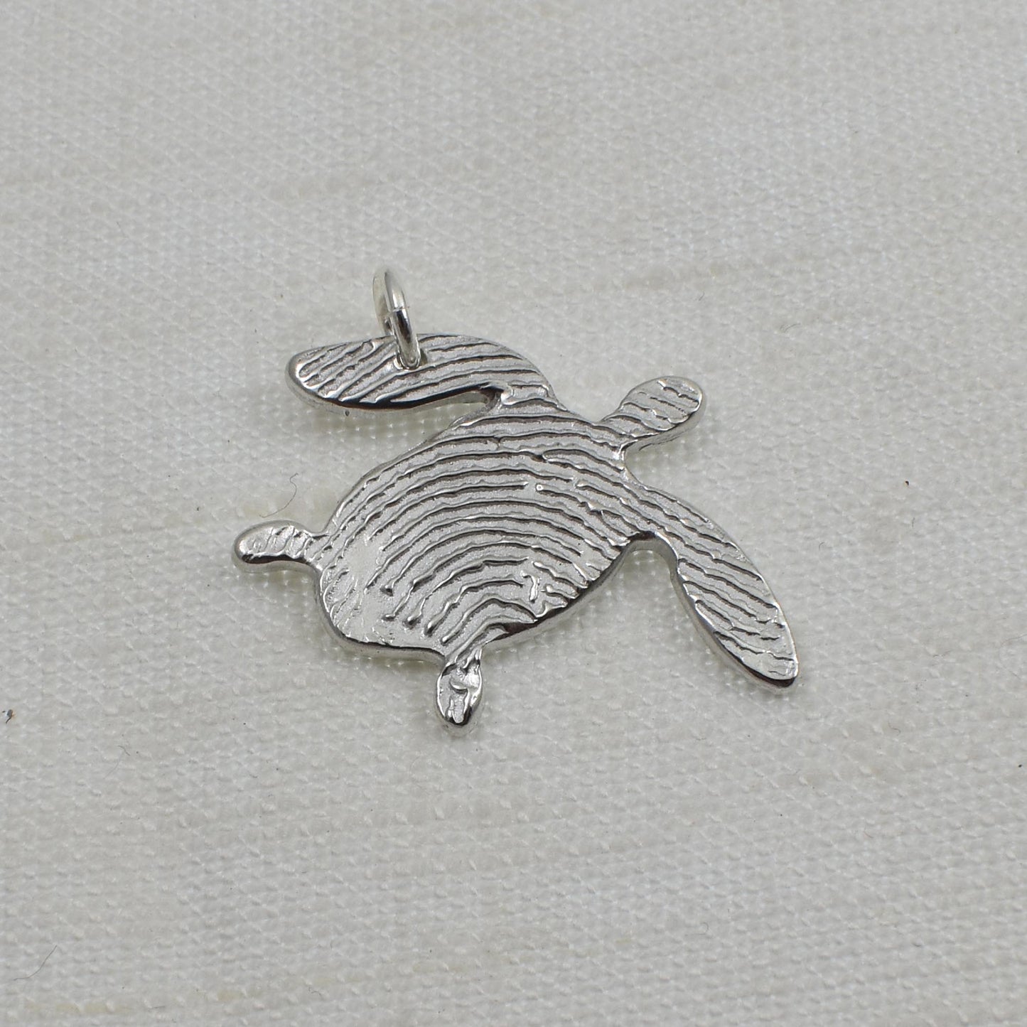 Sterling Silver Sea Turtle Fingerprint Pendant