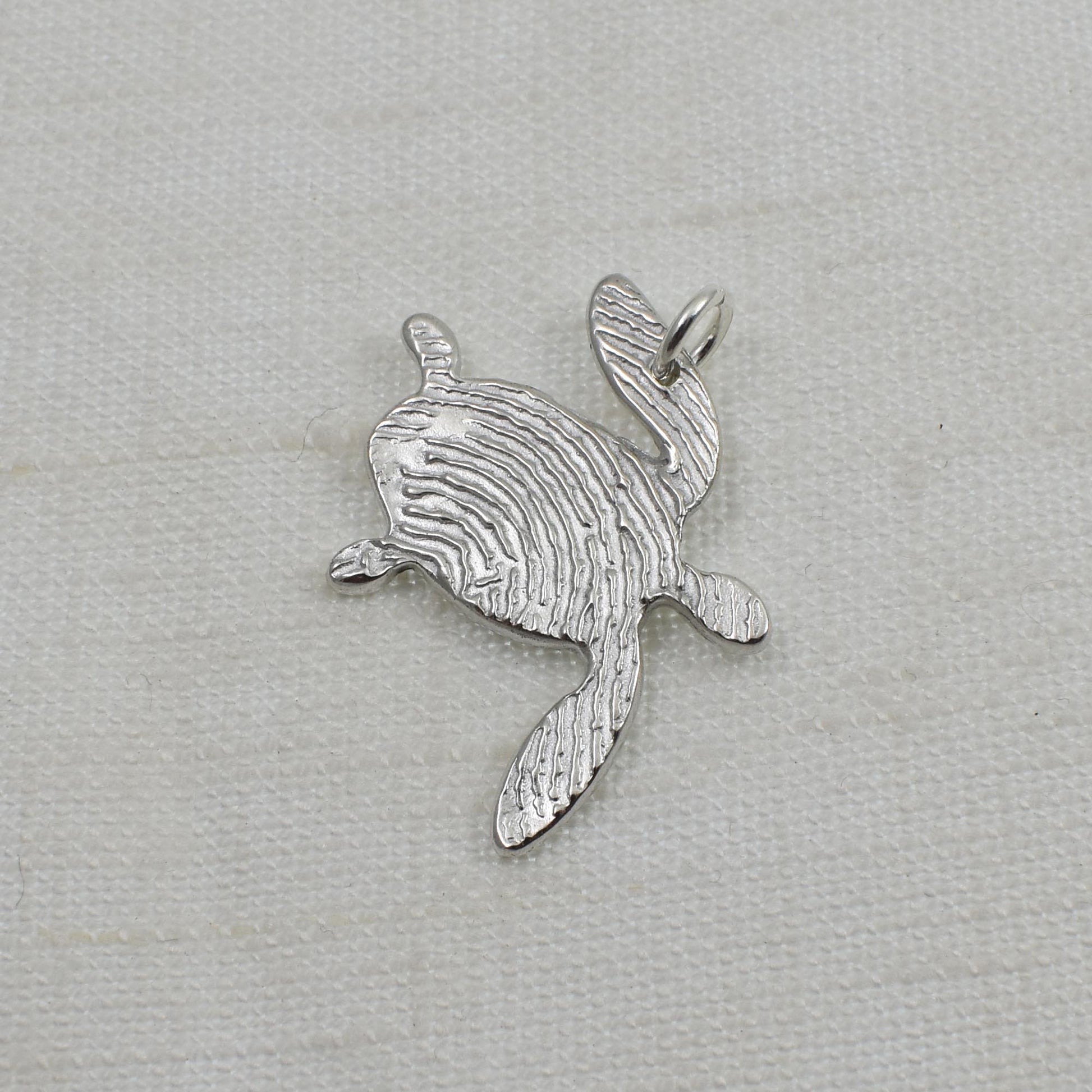 Sterling Silver Sea Turtle Fingerprint Pendant