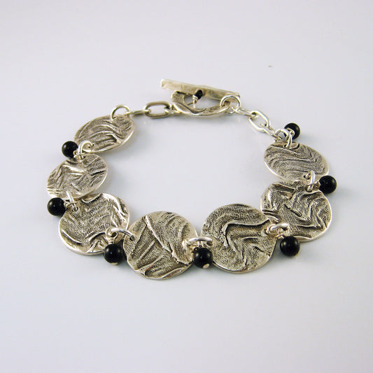 Silver and Black Pearl Bracelet