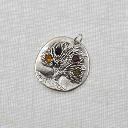 Rustic Birthstone Tree Pendant with 4 birthstones