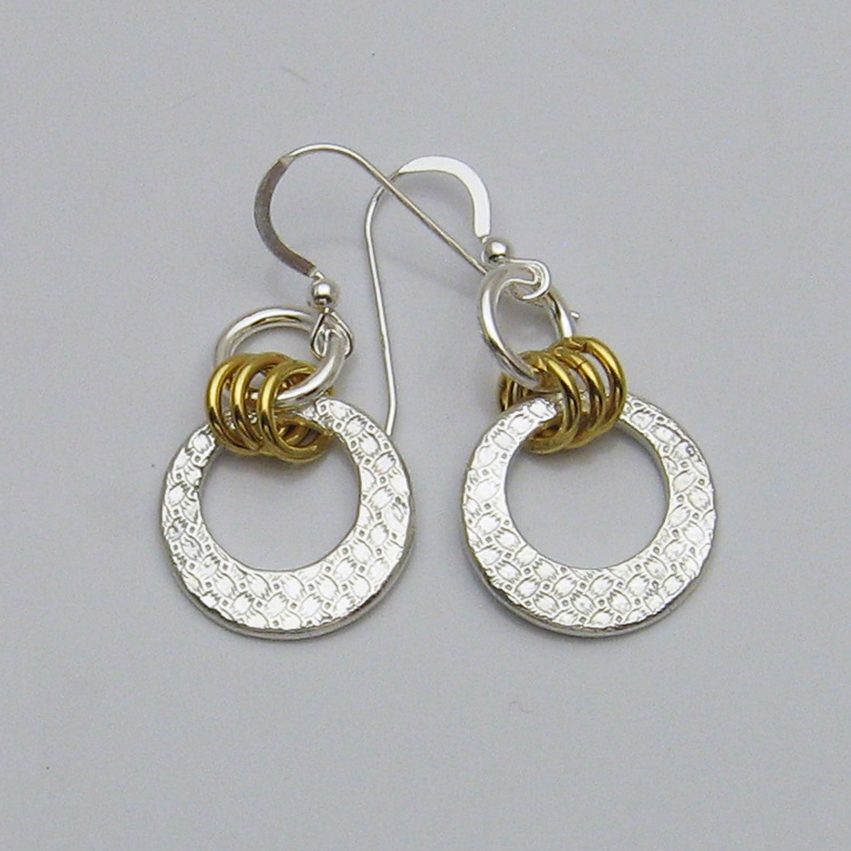 Silver and Gold Open Circle Earrings