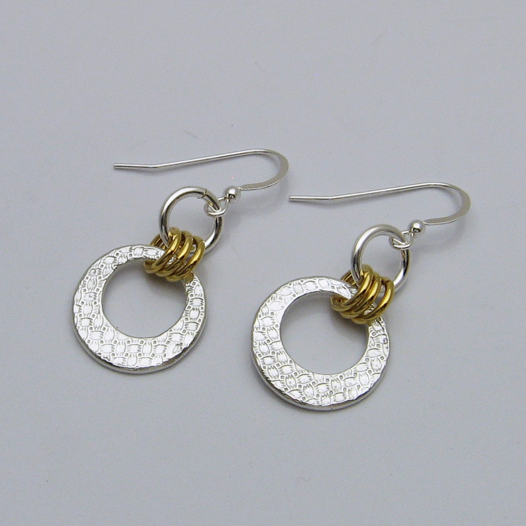 Silver and Gold Open Circle Earrings 