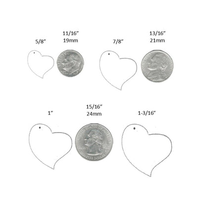 Asymmetrical Heart Pendant Sizes