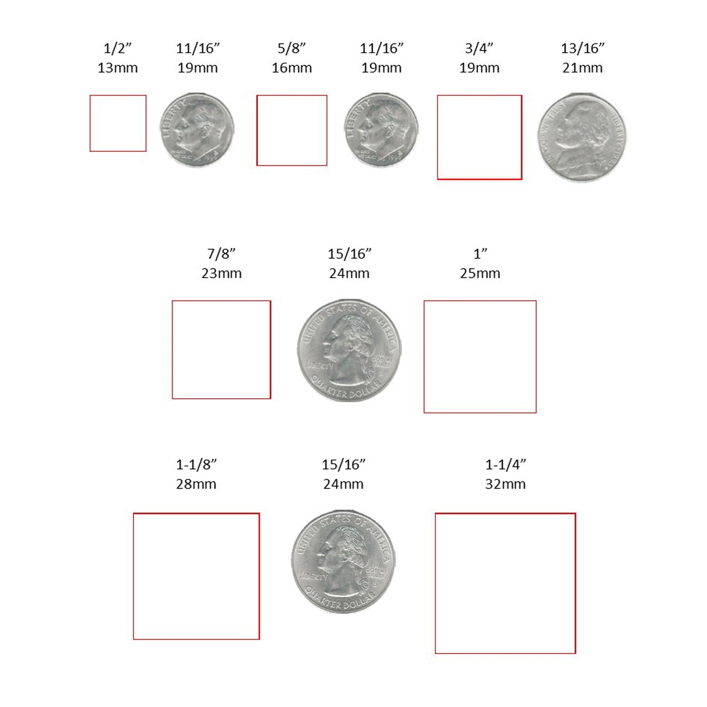 Handwriting Square Pendant Sizes