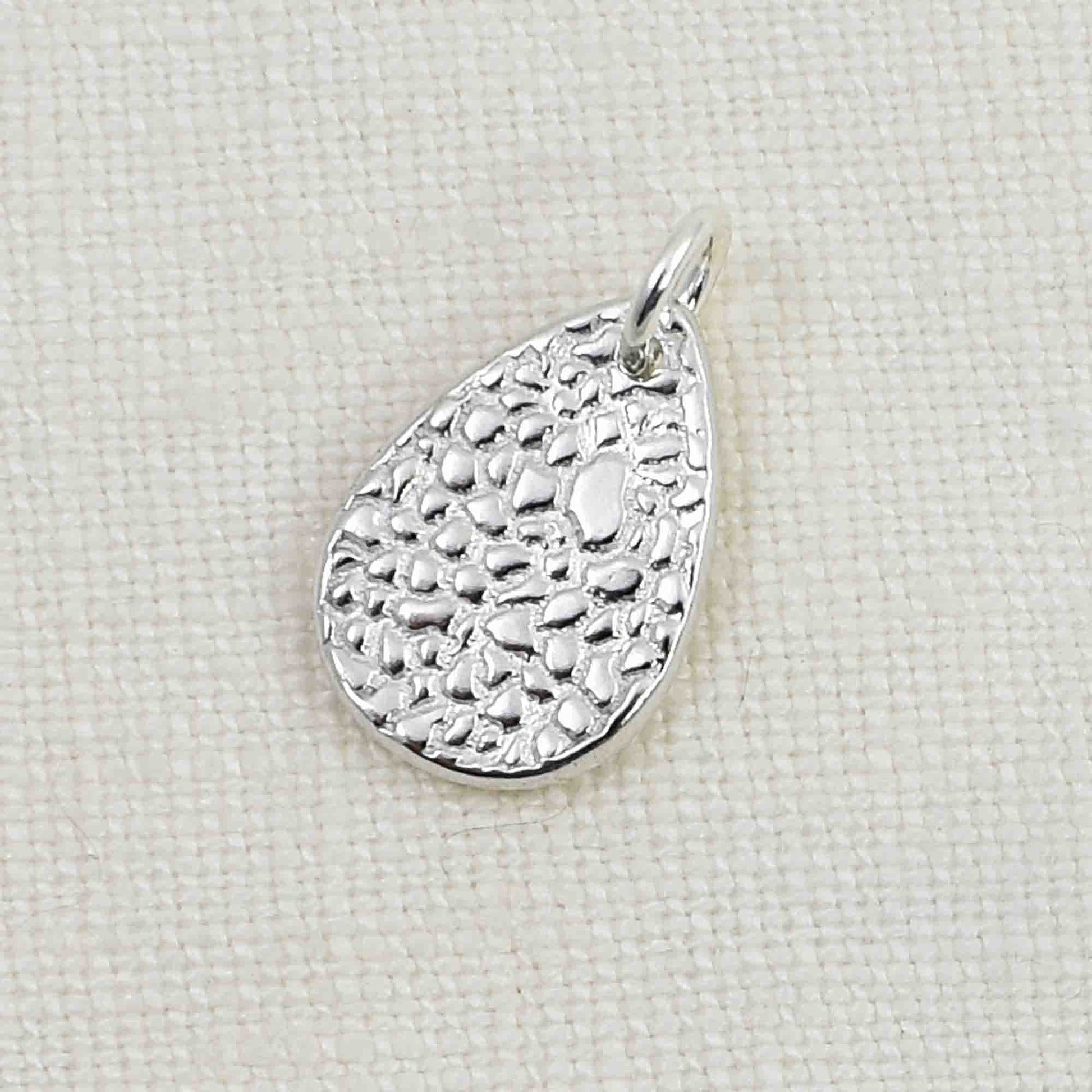 Sterling Silver Cat Nose Textured Teardrop Pendant