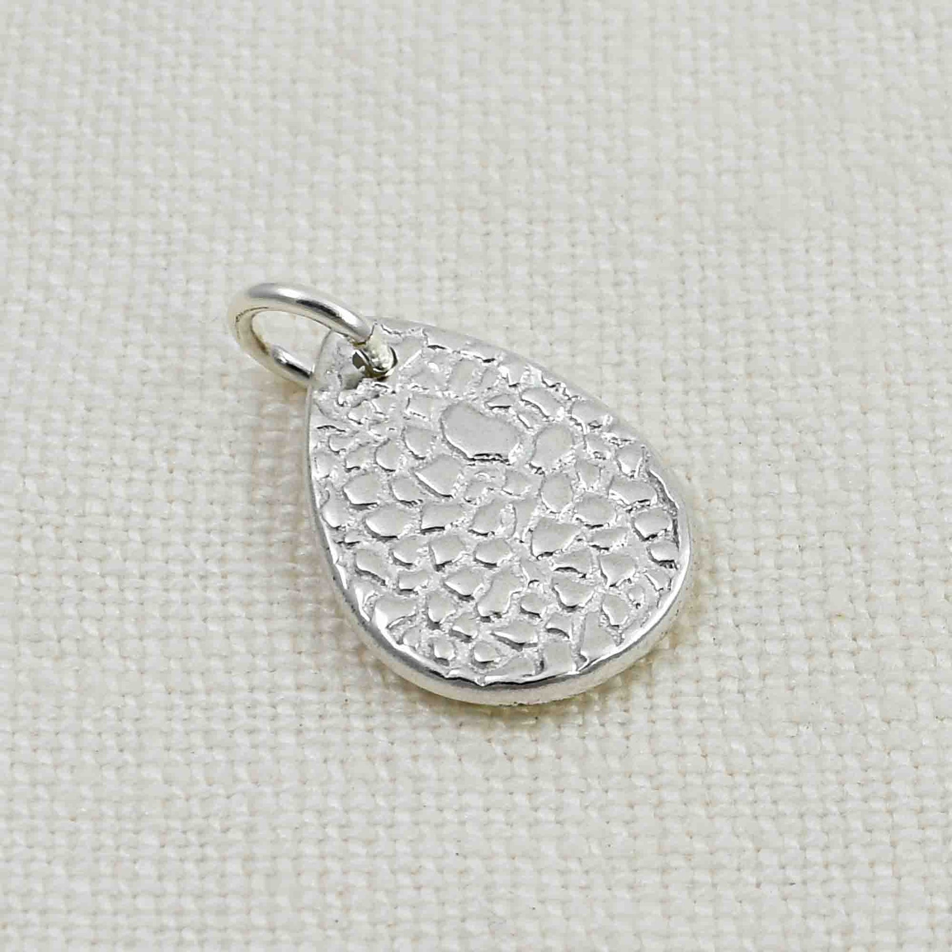 Sterling Silver Cat Nose Textured Teardrop Pendant