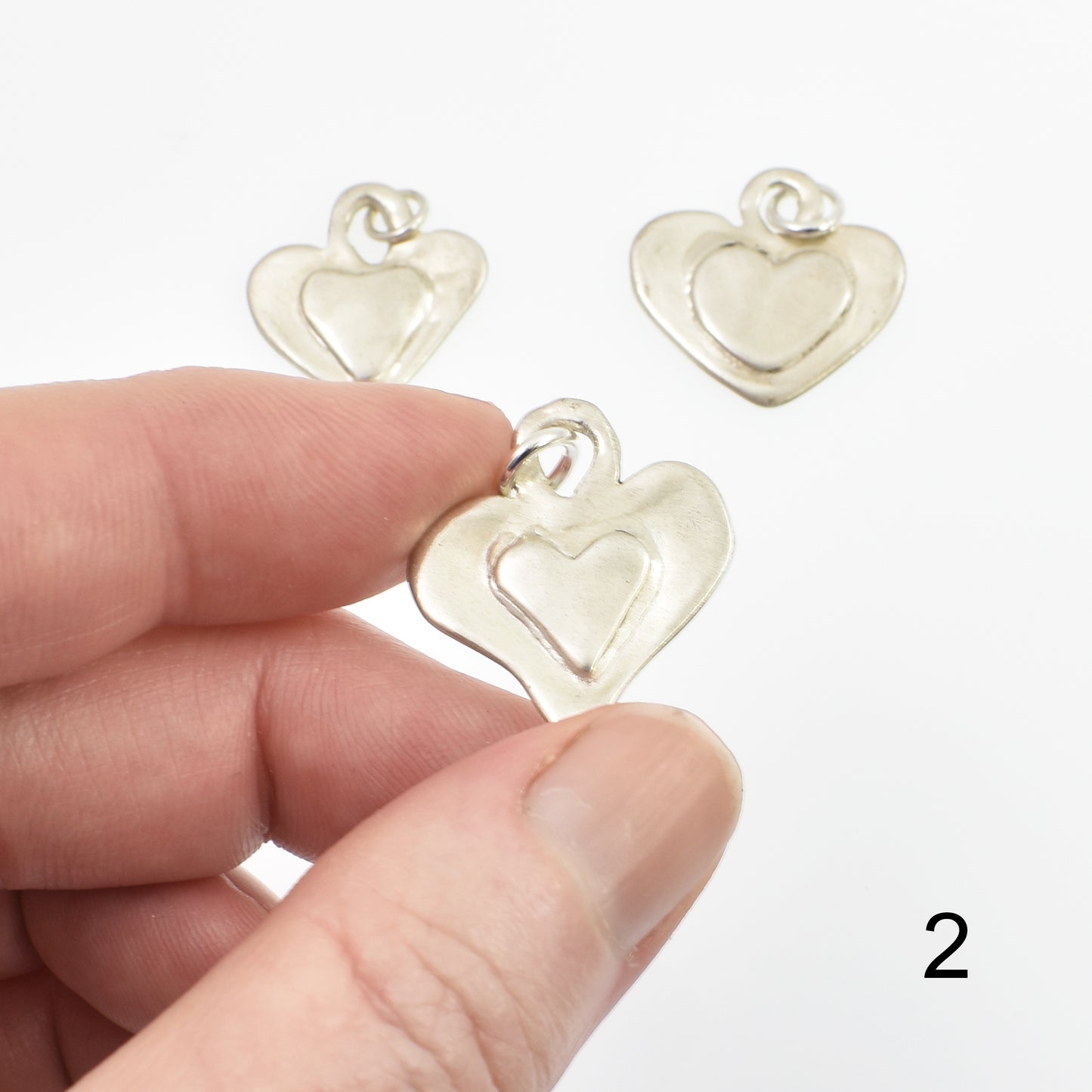 Sterling Silver Heart on Heart Charm Number 2