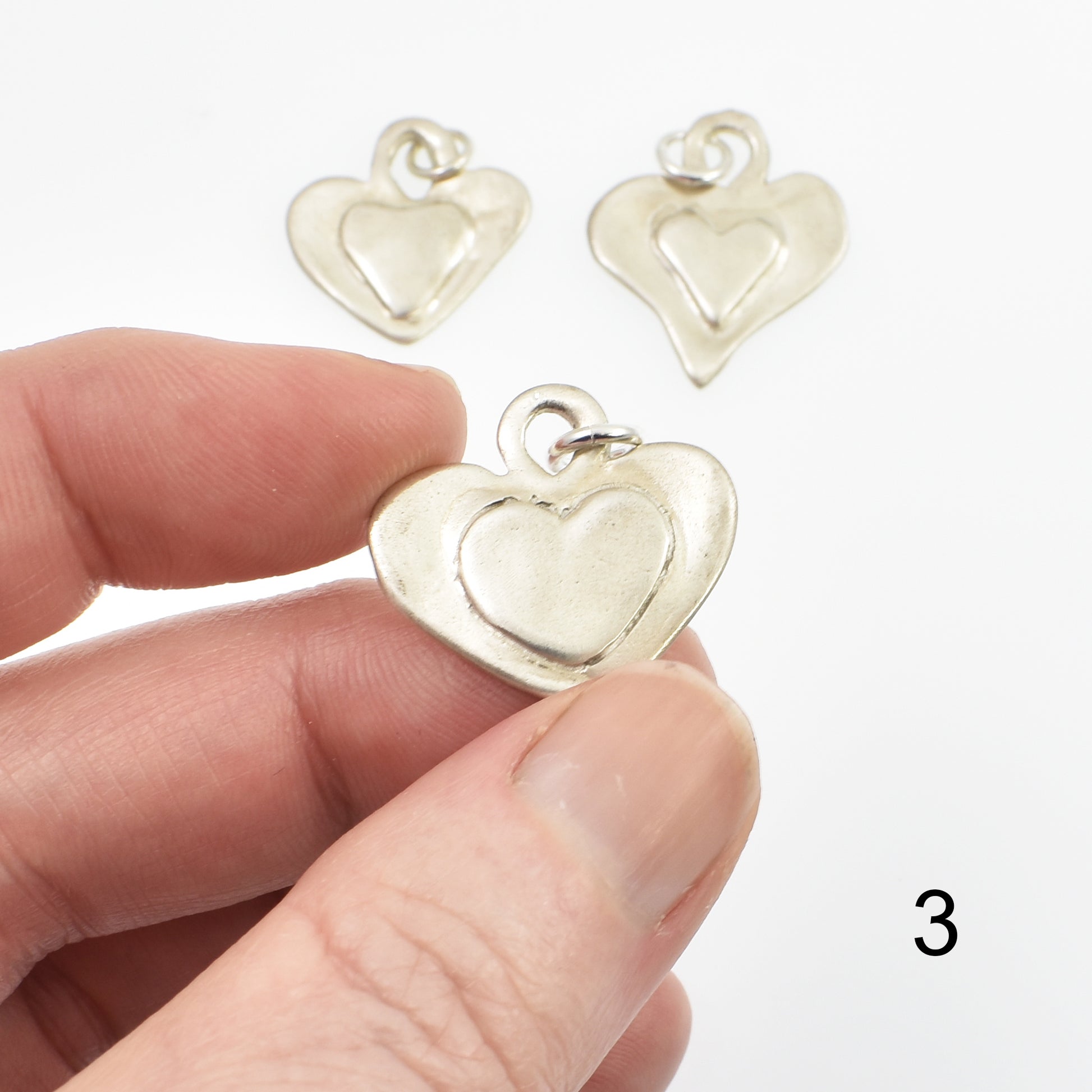Sterling Silver Heart on Heart Charm Number 3