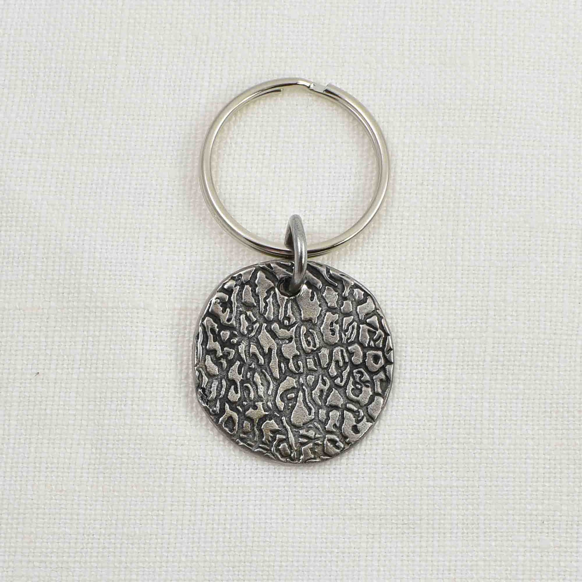 Rustic Metal Dog Nose Circle  Keychain