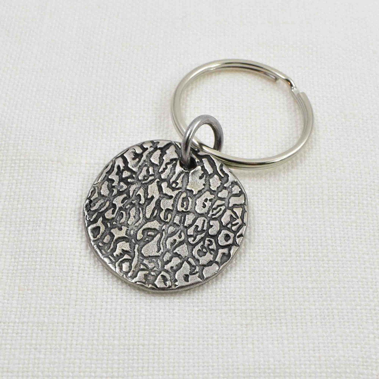 Rustic Metal Dog Nose Circle  Keychain