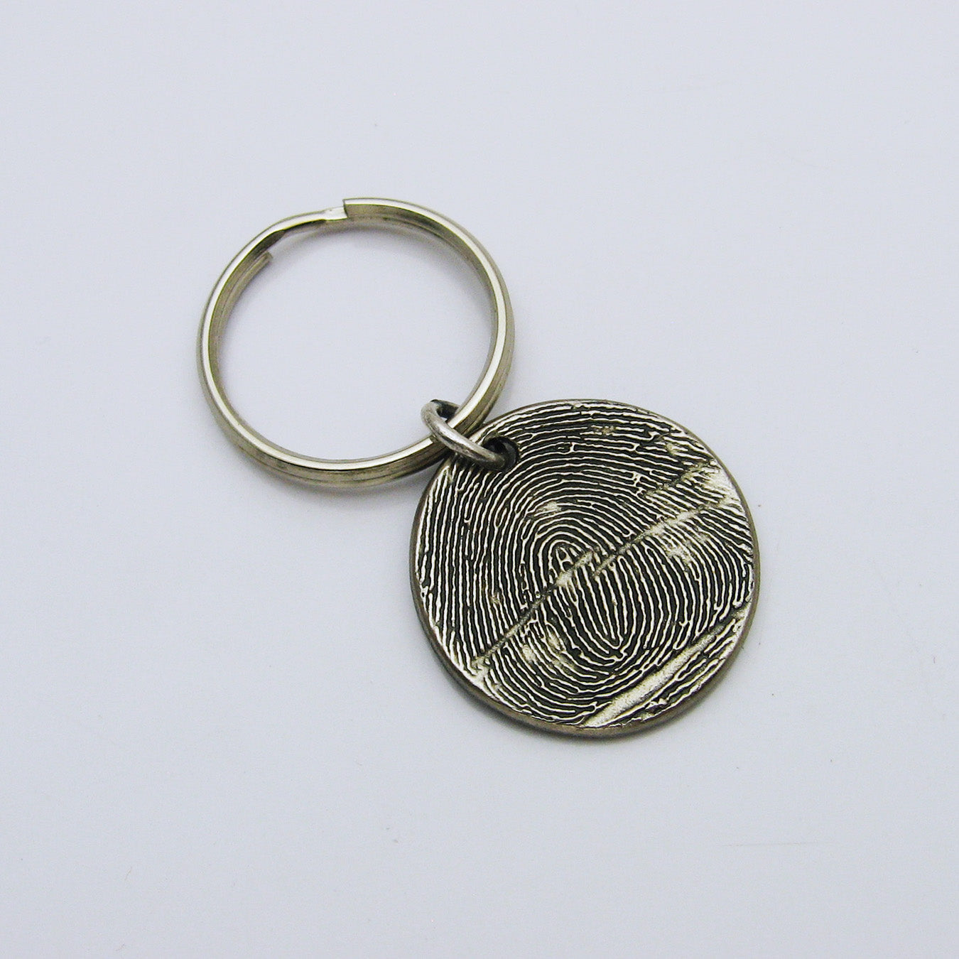 Rustic Metal Circle Fingerprint Keychain