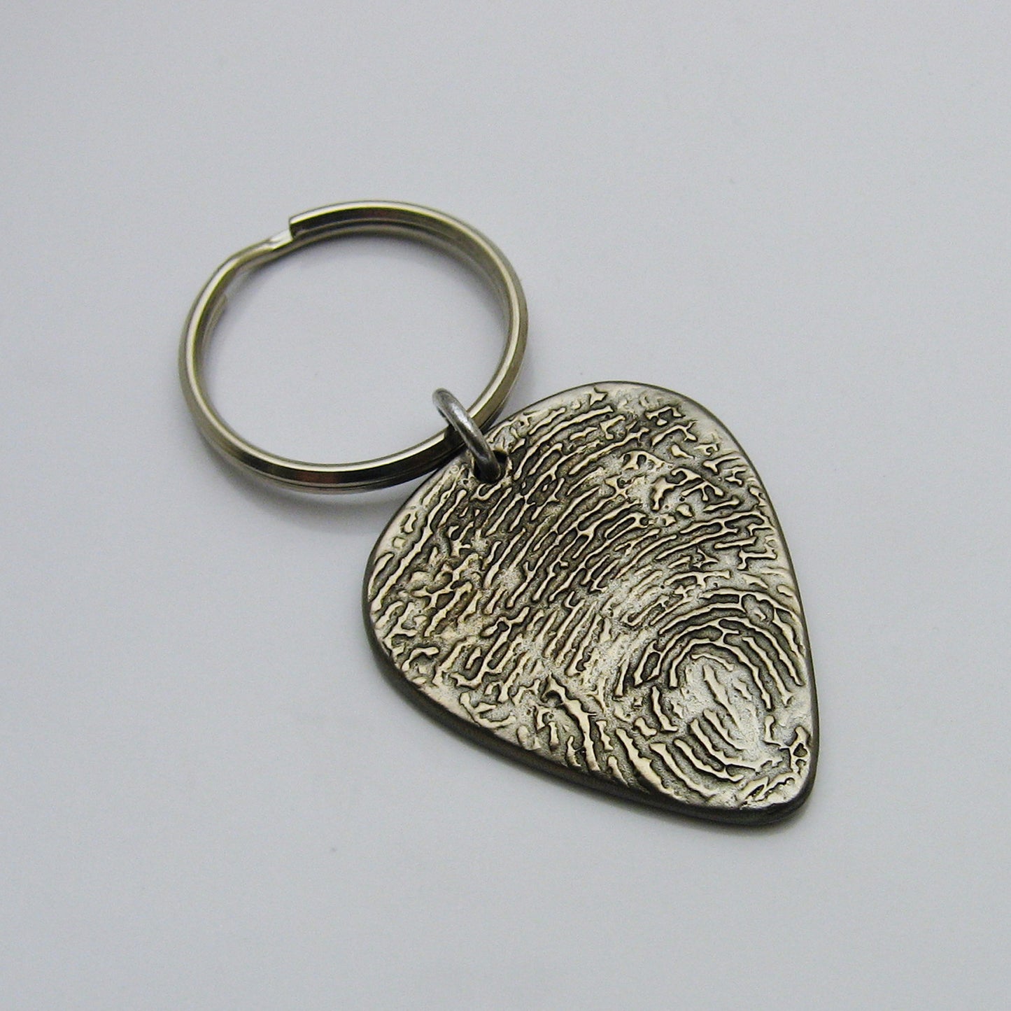 Rustic Metal Guitar Pick Keychain