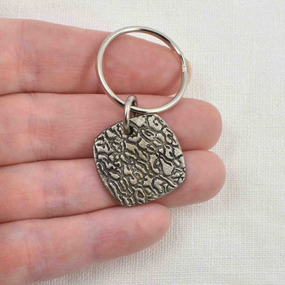 Rustic Metal Dog Nose Square Keychain