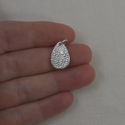 Sterling Silver Cat Nose Textured Teardrop Pendant video